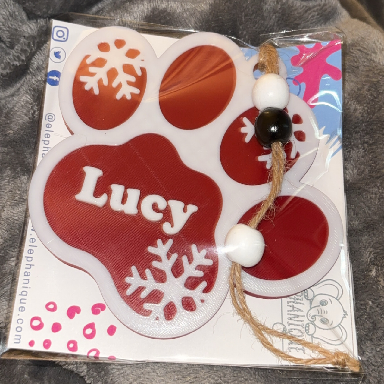 Personalized Paw Print Ornament – 3D Printed Pet Name Decoration
