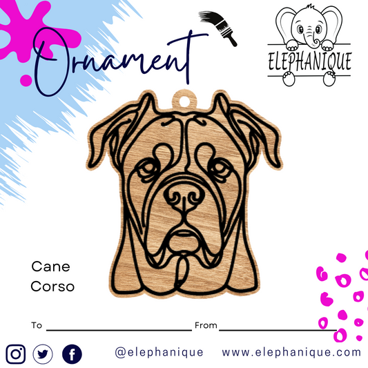 Personalized Cane Corso Ornament – Custom Laser-Cut Pine Ornament – Holiday Gift