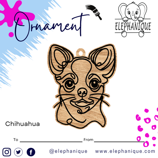 Personalized Chihuahua Ornament – Custom Laser-Cut Pine Ornament – Holiday Gift