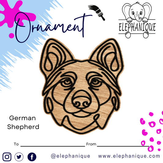 Personalized German Shepherd Ornament – Custom Laser-Cut Pine Ornament – Holiday Gift