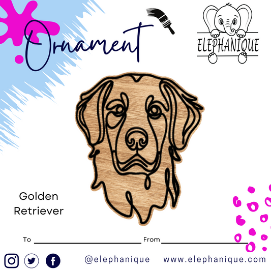 Personalized Golden Retriever Ornament – Custom Laser-Cut Pine Ornament – Holiday Gift