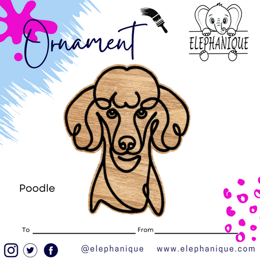 Personalized Poodle Ornament – Custom Laser-Cut Pine Ornament – Holiday Gift