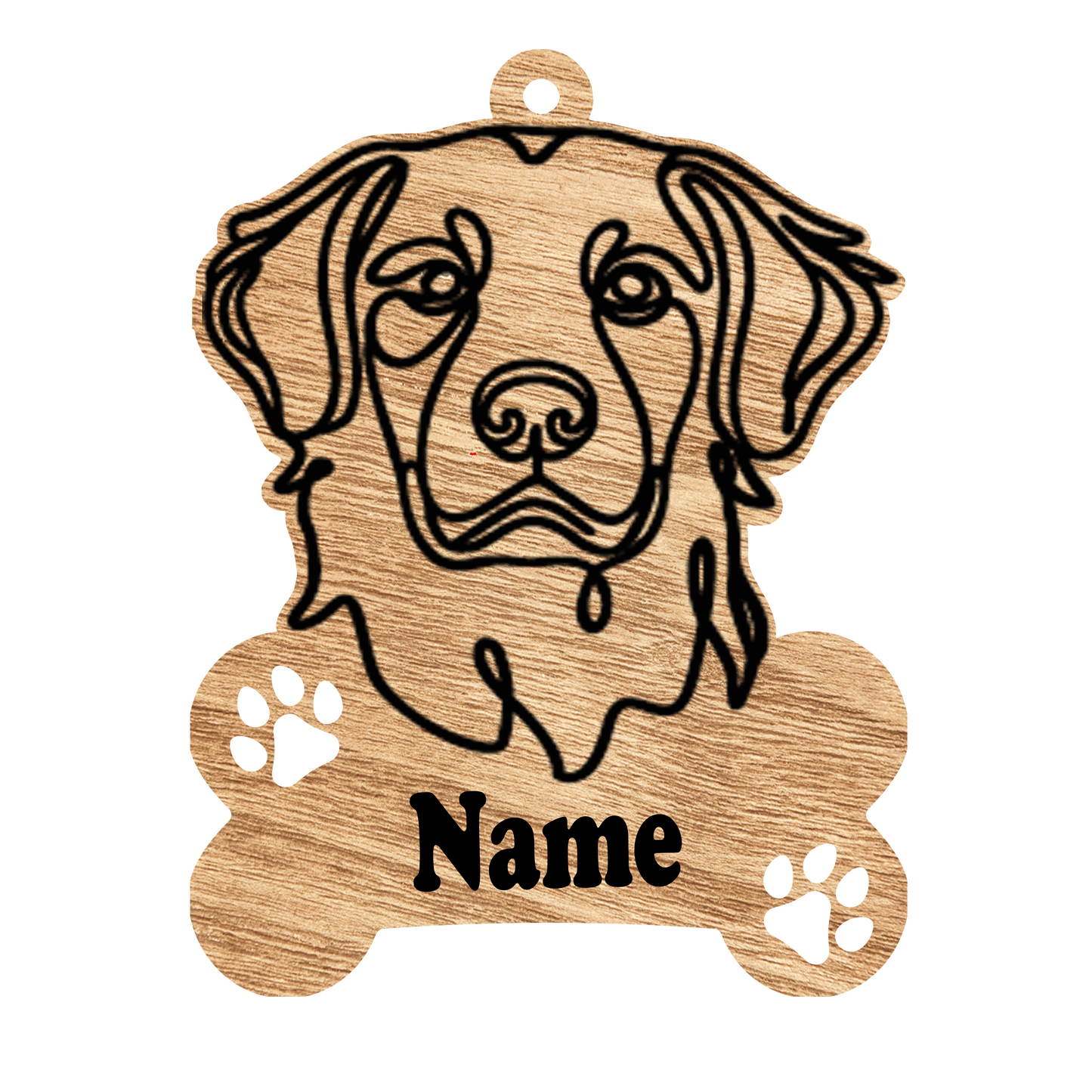 Personalized Golden Retriever Ornament – Custom Laser-Cut Pine Ornament – Holiday Gift